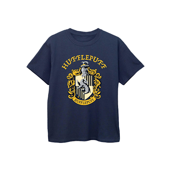 Harry Potter Pojkar Hufflepuff Bomull T-shirt 7-8 År Marinblå Navy Blue 7-8 Years