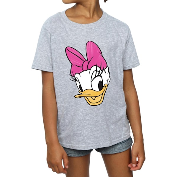 Disney Girls Daisy Duck Head Painted Cotton T-Shirt 7-8 år S Sports Grey 7-8 Years