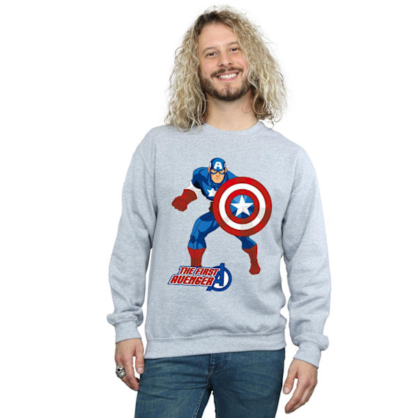 Captain America Unisex Vuxen The First Avenger Sweatshirt L Spo Sports Grey L