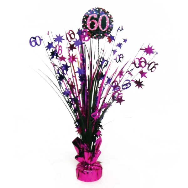 Amscan Sparkling Celebration 60th Birthday Centerpiece Spray De Black/Pink One Size