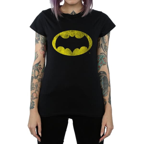 DC Comics Dam/Dam Batman TV-serie Distressed Logo Bomull Black S