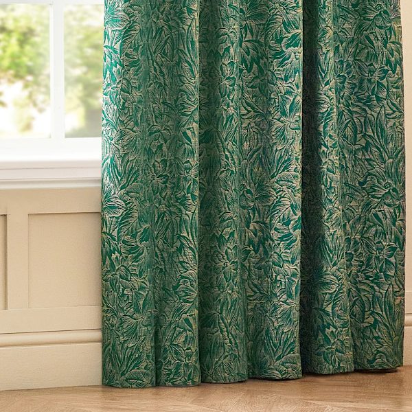 Wylder Nature Grantley Jacquard Pencil Pleat Gardiner 168cm x 1 Emerald 168cm x 183cm