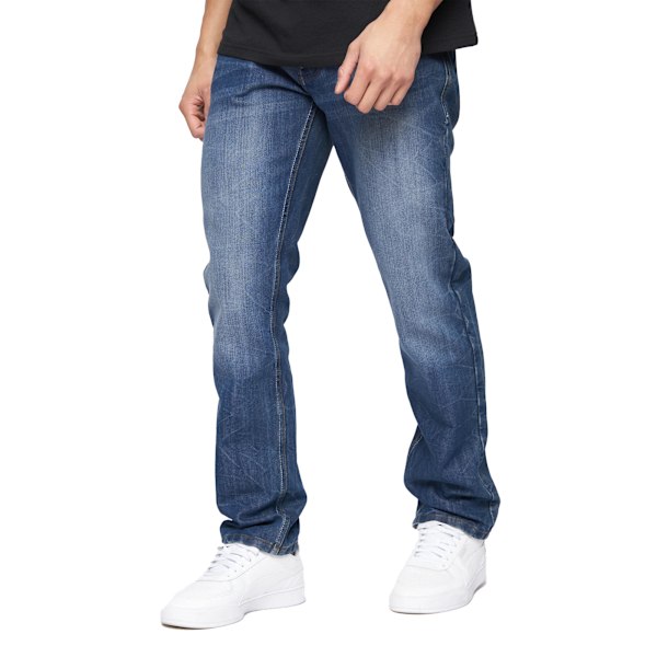 Crosshatch herr New Techno Denim präglade jeans 40R Stone Wash Stone Wash 40R