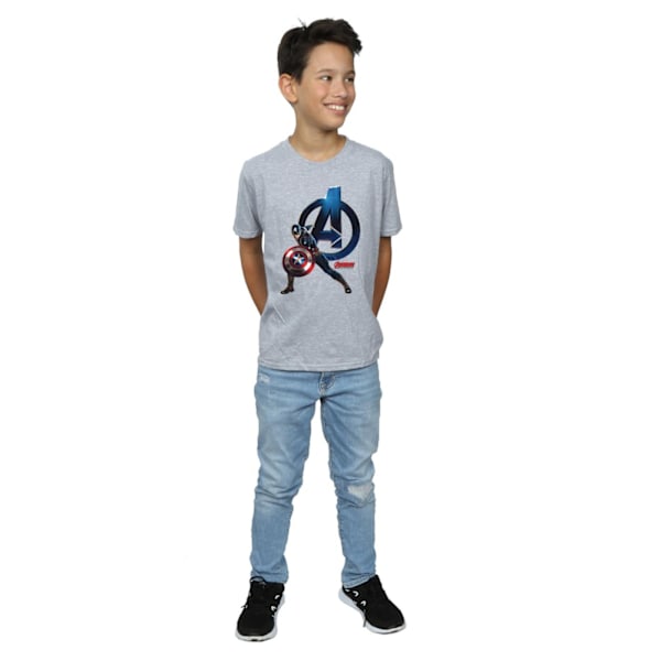 Marvel Boys Captain America Pose T-Shirt 9-11 år Sports Grey Sports Grey 9-11 Years