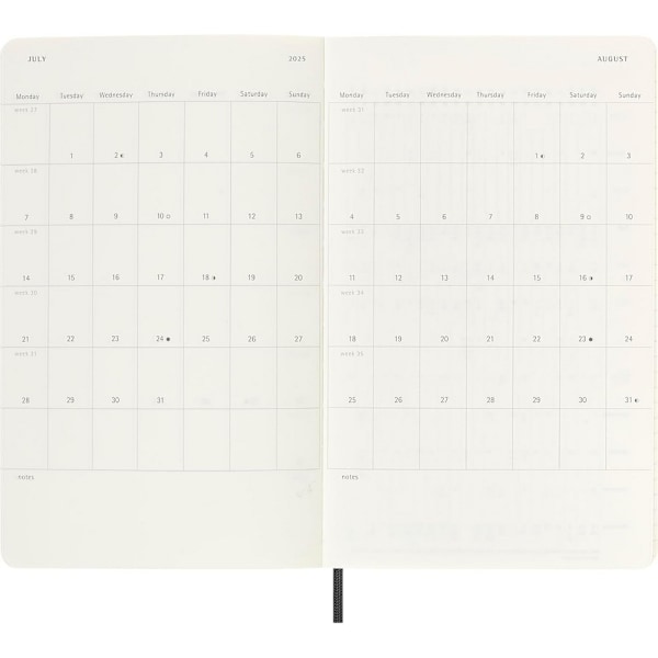Moleskine 2025 Mjukt Omslag Planner One Size Solid Black Solid Black One Size