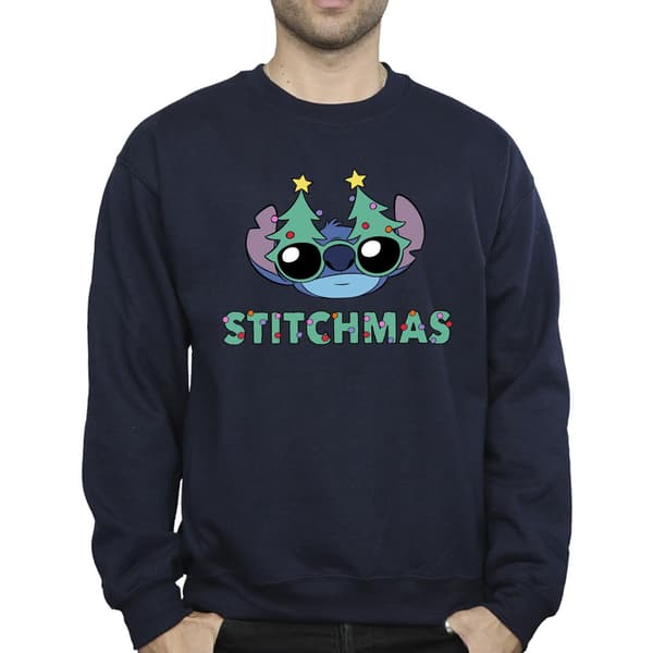 Disney Herr Lilo & Stitch Stitchmas Glasögon Sweatshirt S Marinblå B Navy Blue S