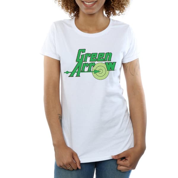 Green Arrow Dam/Kvinnor Logotyp Bomull T-shirt S Vit White S