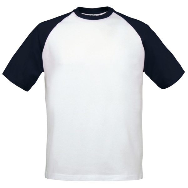 B&C Herr kortärmad baseball T-shirt XL Vit/Navy White/Navy XL