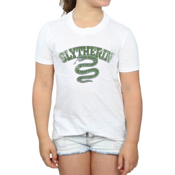 Harry Potter T-shirt i bomull med sportmärke för flickor i Slytherin, 5-6 år White 5-6 Years