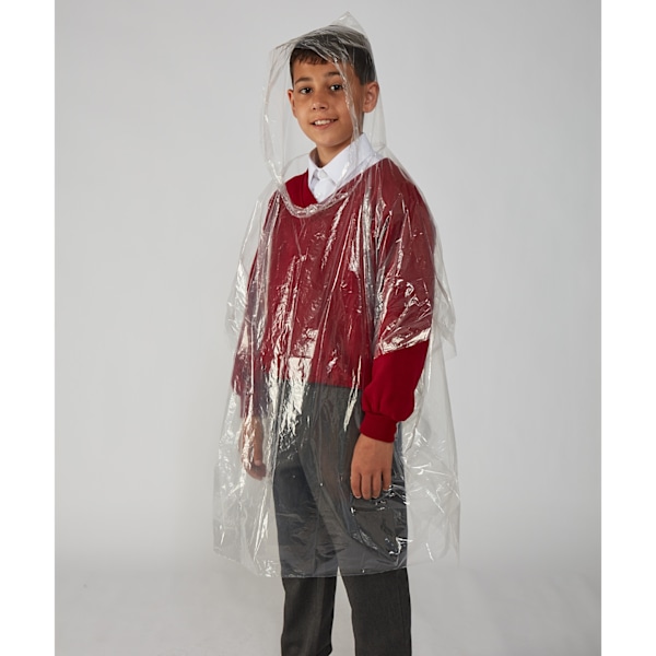 Barn Poncho i Plast med Huva, Återanvändbar, One Size, Transparent Clear One Size