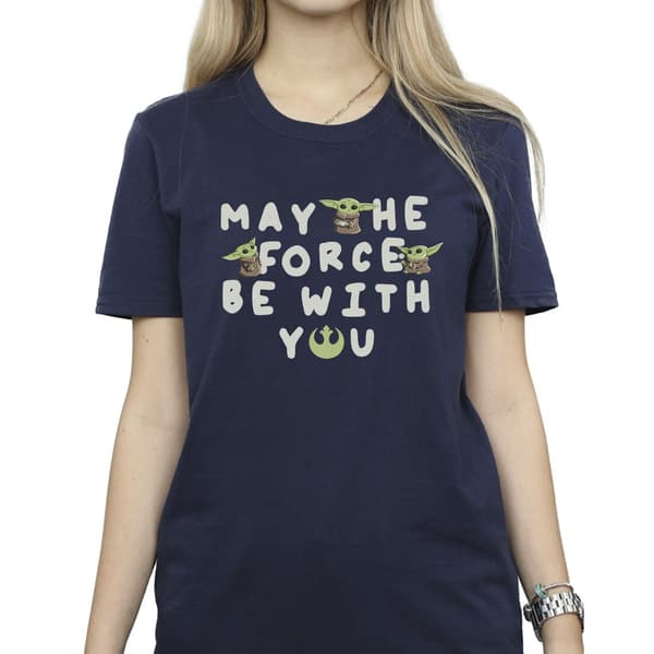Star Wars Dam/Kvinnor The Mandalorian Grogu May The Force Be Navy Blue M