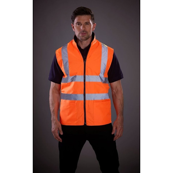 Yoko Mens Workwear Hi-Vis Reversible Fleece Vest / Jacket S Hi Hi Vis Orange S