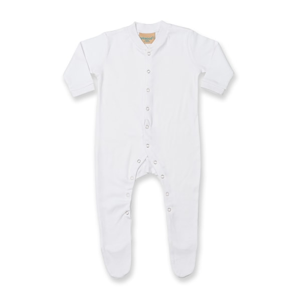 Larkwood Baby Unisex Plain Long Sleeved Sleepsuit 6 Vit White 6
