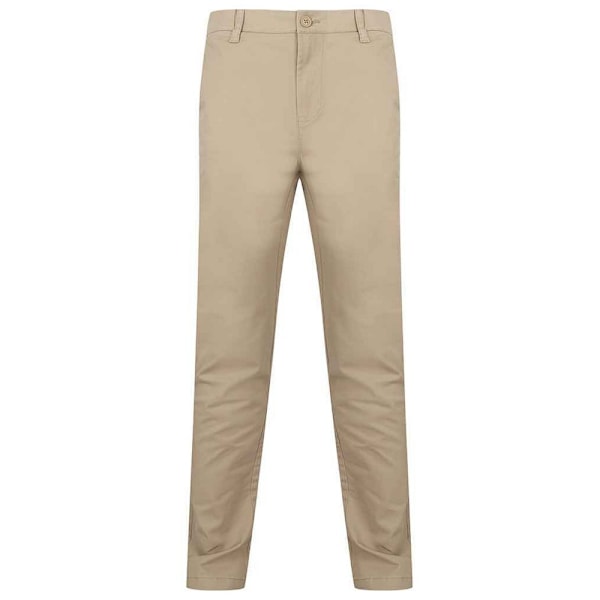 Henbury Herr Stretch Flex Midjebands Chino Byxor 34R Stone Stone 34R