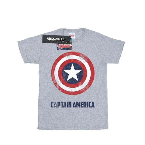 Marvel Herr Captain America Shield Text T-Shirt 3XL Sports Grey Sports Grey 3XL