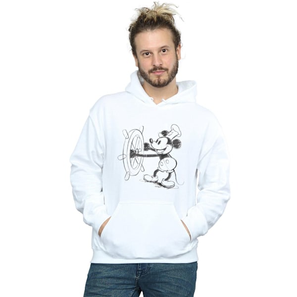 Disney Herr Mickey Mouse Steamboat Sketch Hoodie M Vit White M