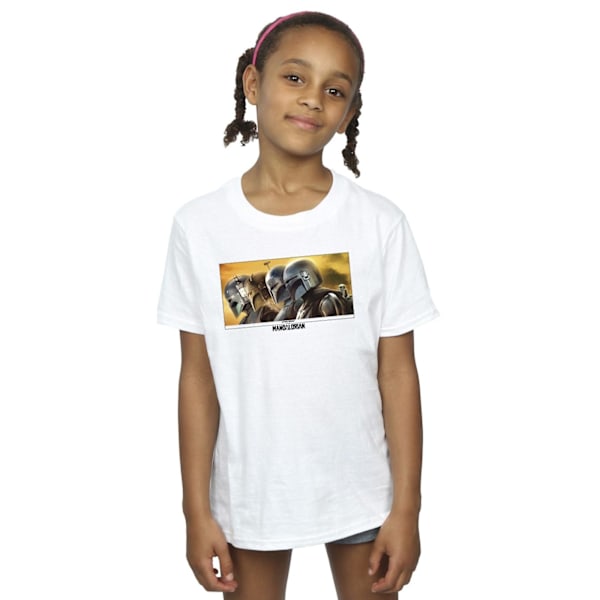 Star Wars Girls The Mandalorian Painted Group Bomull T-shirt 7- White 7-8 Years