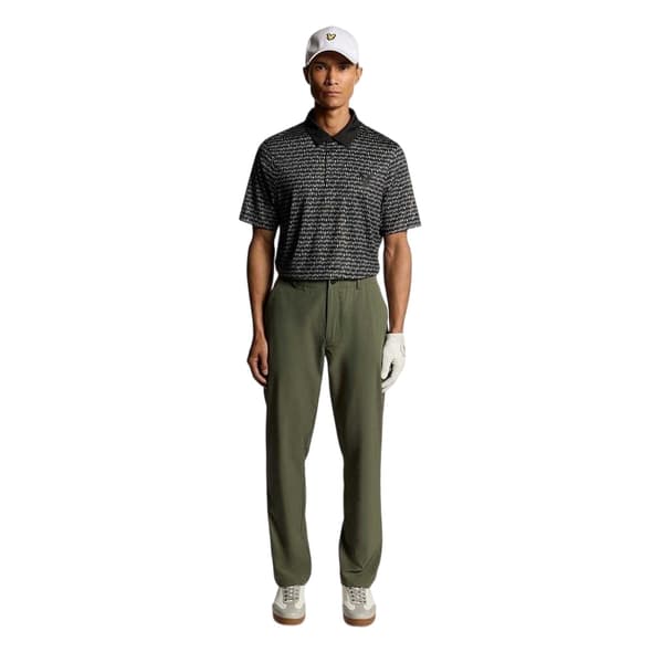 Lyle & Scott Mönstrad Golf Pikétröja för Herr S Jet Black Jet Black S