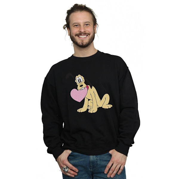 Disney Mens Pluto Love Heart Sweatshirt M Vit White M