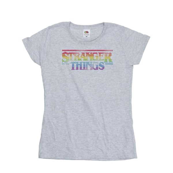 Netflix Dam/Kvinnor Stranger Things Rainbow Dot Logo Bomull T-shirt Sports Grey L