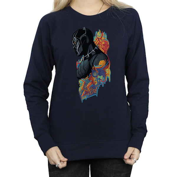 Marvel Dam/Kvinnor Black Panther Profil Sweatshirt XXL Marinblå Navy Blue XXL