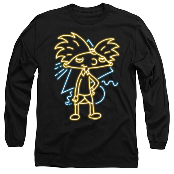 Hey Arnold! Unisex Neon T-shirt för vuxna XL Svart Black XL
