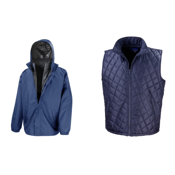 Resultat Herr Core 3-i-1 Jacka med Quiltad Bodywarmer Jacka 3 Navy Blue 3XL