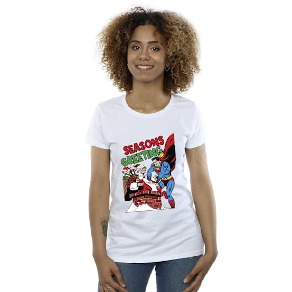 DC Comics Dam/Kvinnor Superman Santa Comic Bomull T-shirt S W White S