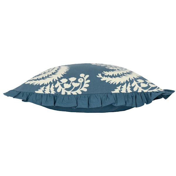Paoletti Montrose Plisserad Blommig Kuddfodral 50cm x 50cm Fransk Blå French Blue 50cm x 50cm