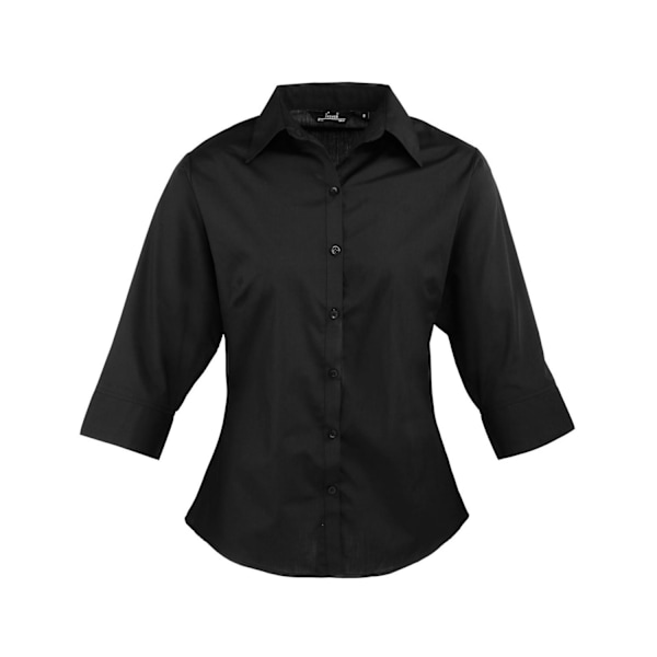 Premier Dam/Dam Poplin 3/4 Ärmskjorta 8 UK Svart Black 8 UK