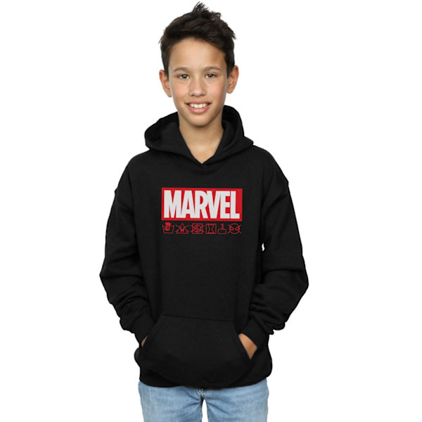 Marvel Boys Logo Wash Care Hoodie 12-13 år Svart Black 12-13 Years