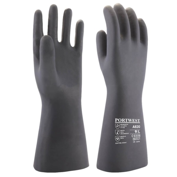 Portwest Unisex Adult A820 Neopren Kemiska Handskar XL Svart Black XL