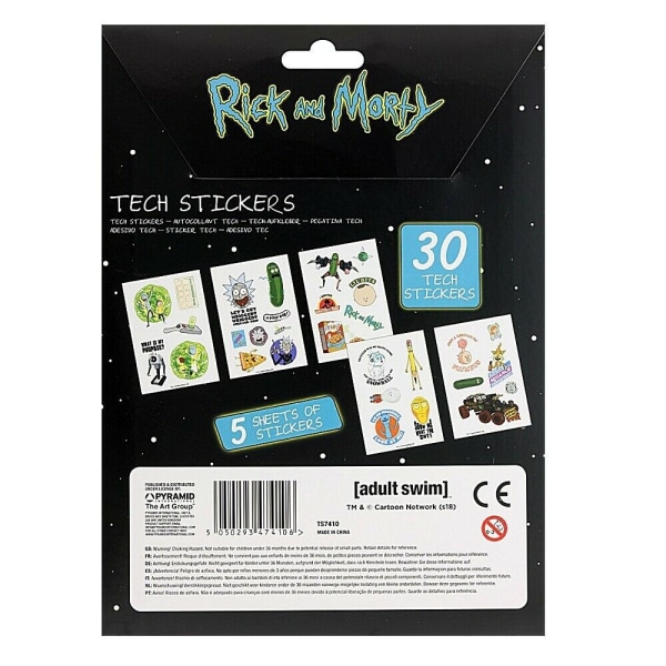 Rick And Morty Tech-klistermärken (paket med 30) One Size Multicoloure Multicoloured One Size