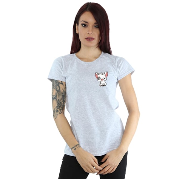 Disney Dam/Kvinnor Moana Pua The Pig Brösttryck Bomull T-shirt Sports Grey S