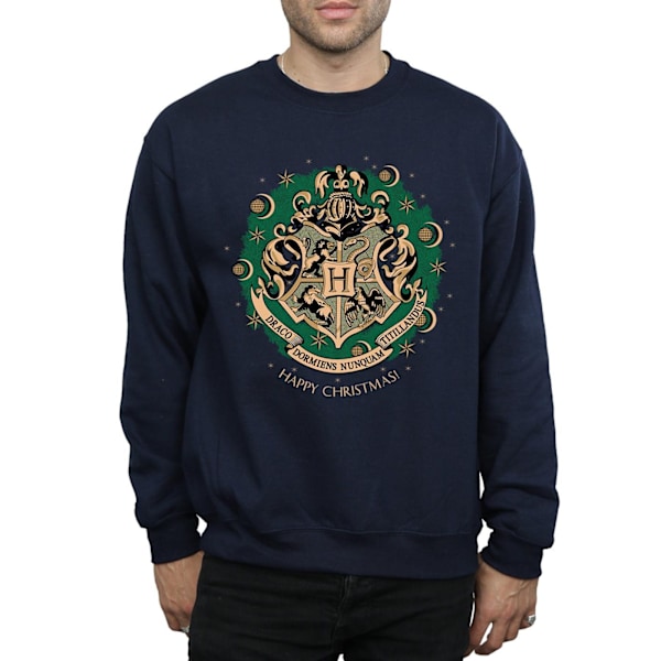 Harry Potter Julkrans Sweatshirt för Herr M Marinblå Navy Blue M