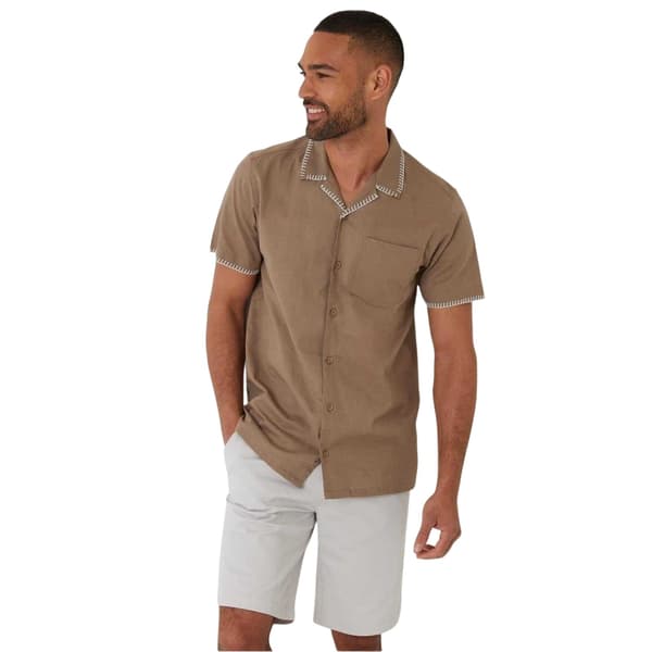 Threadbare Herr Burnley Kortärmad Skjorta M Taupe Taupe M