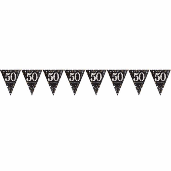 Amscan Sparkling Gold Celebration 50-årsdag Dekorativ Vimpel Black/Gold One Size