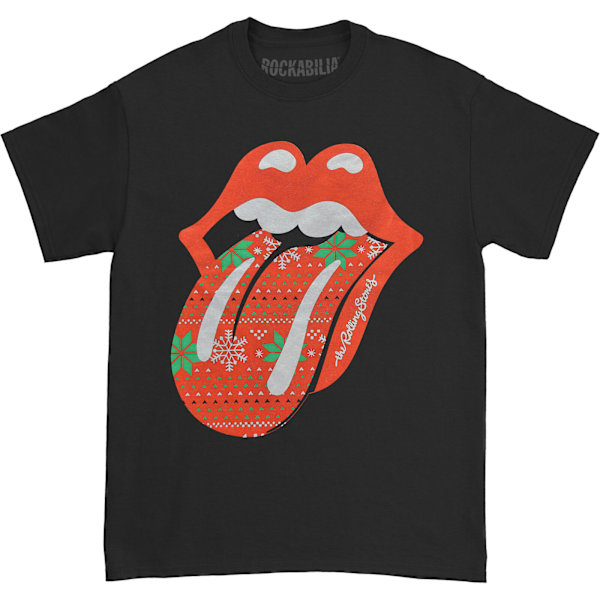 The Rolling Stones Unisex Adult Tongue Christmas T-Shirt S Blac Black S