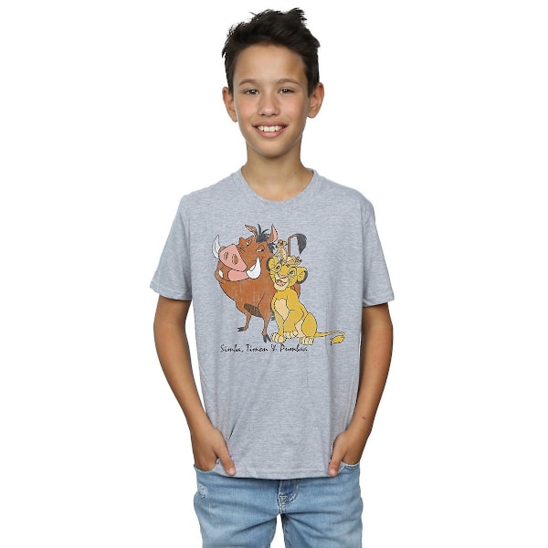 Lejonkungen Pojkar Klassisk Simba Timon & Pumba T-shirt 12-13 År Sports Grey 12-13 Years