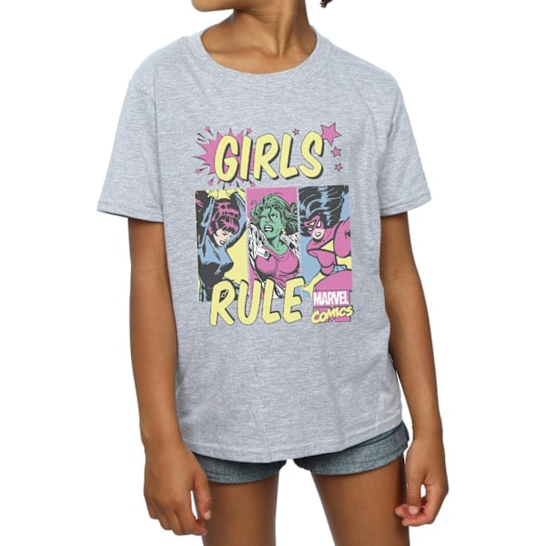 Marvel Comics Girls Rule Bomull T-shirt 5-6 år Sports Grey Sports Grey 5-6 Years