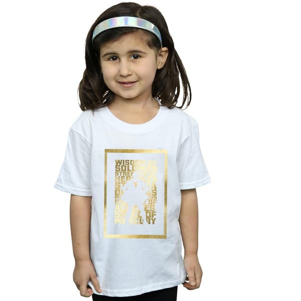 DC Comics Flickor Shazam Guld Text Bomull T-shirt 7-8 År Vit White 7-8 Years