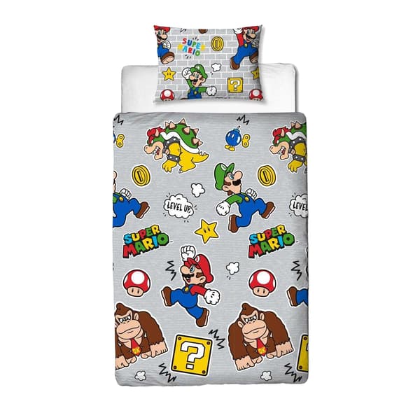 Super Mario Vändbart Påslakanset Enkelt Flerfärgat Multicoloured Single