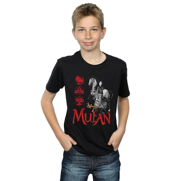 Disney Boys Mulan Movie Horse Pose T-Shirt 7-8 år Svart Black 7-8 Years