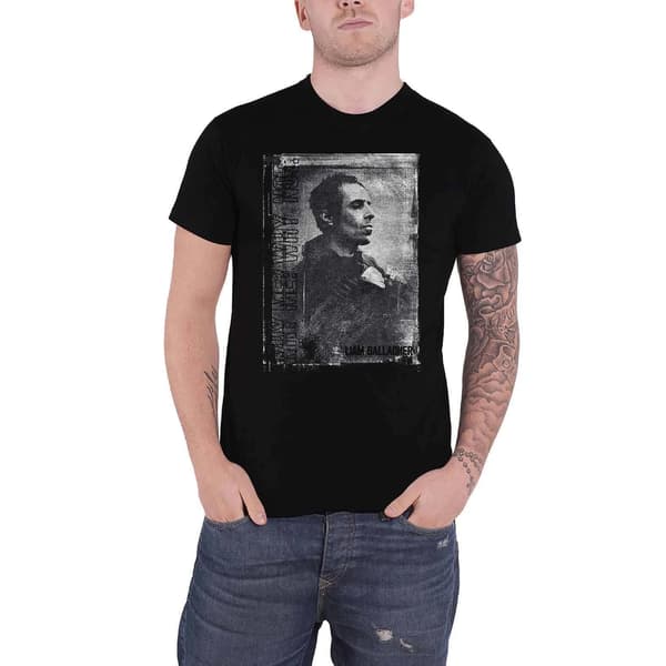 Liam Gallagher Unisex Monokrom Bomull T-shirt L Svart Black L