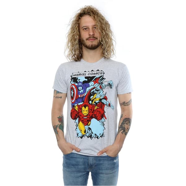 Marvel Herr T-shirt med seriefigurer M Heather Grey Heather Grey M