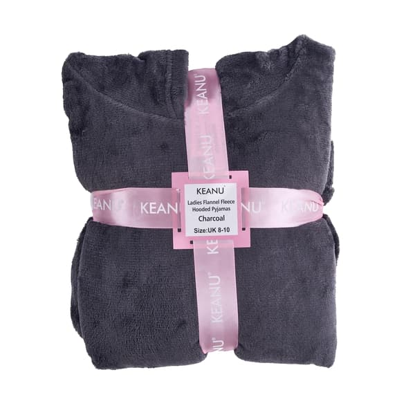 Keanu Dam Zippad Lång Pyjamas Set 8 UK - 10 UK Kolgrå Charcoal 8 UK - 10 UK