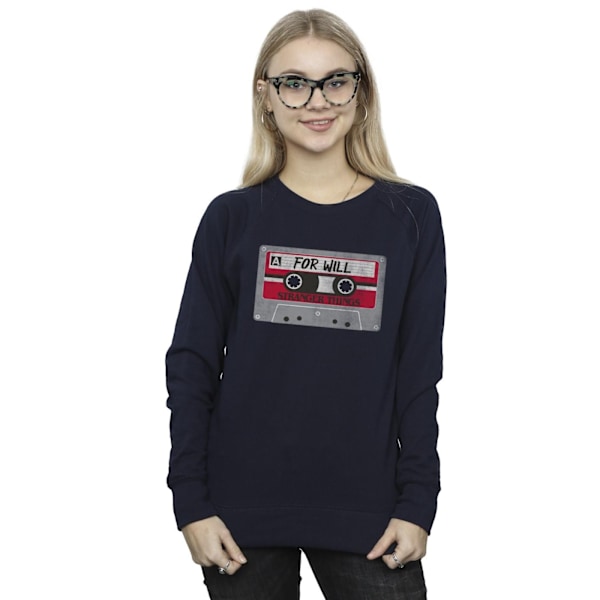 Netflix Dam/Kvinnor Stranger Things Kassett För Will Sweatshirt XXL Marinblå Navy Blue XXL