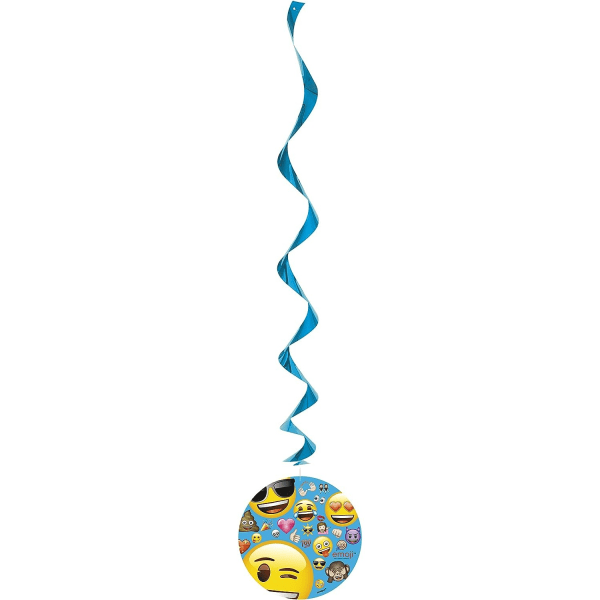 Emoji Swirl Hängande dekoration (paket med 3) 26in gul/blå Yellow/Blue 26in