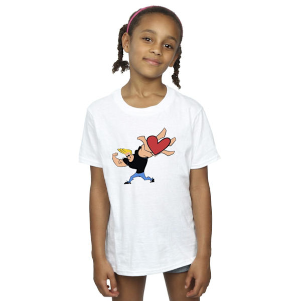 Johnny Bravo Girls Heart Present Bomull T-shirt 3-4 år Vit White 3-4 Years