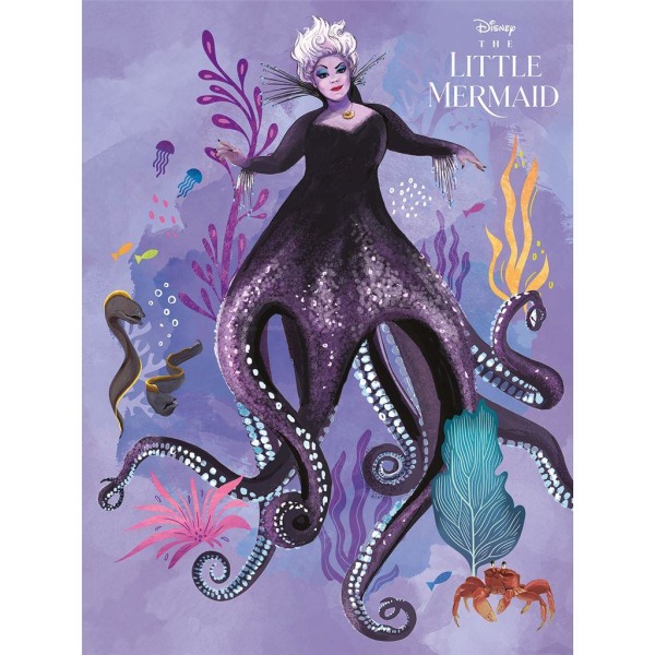 Den lilla sjöjungfrun Ursula under havet Print 80cm x 60c Purple/Black/Multicoloured 80cm x 60cm